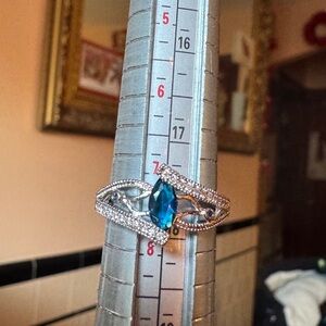 Elegant White Gold Filled Silver and Blue CZ Ring